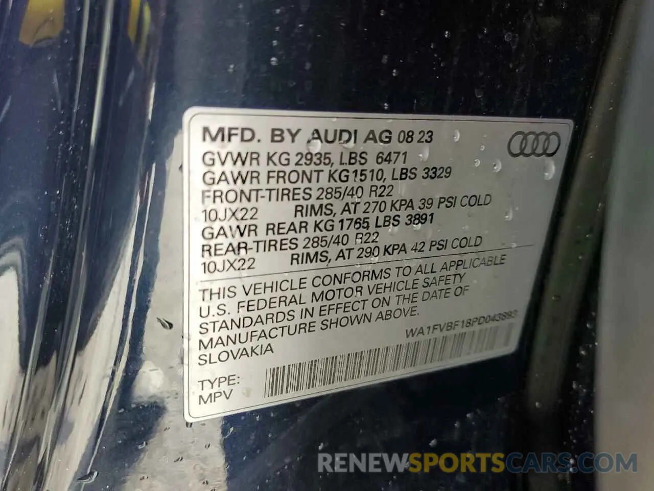 13 Фотография поврежденного автомобиля WA1FVBF18PD043893 AUDI Q8 2023