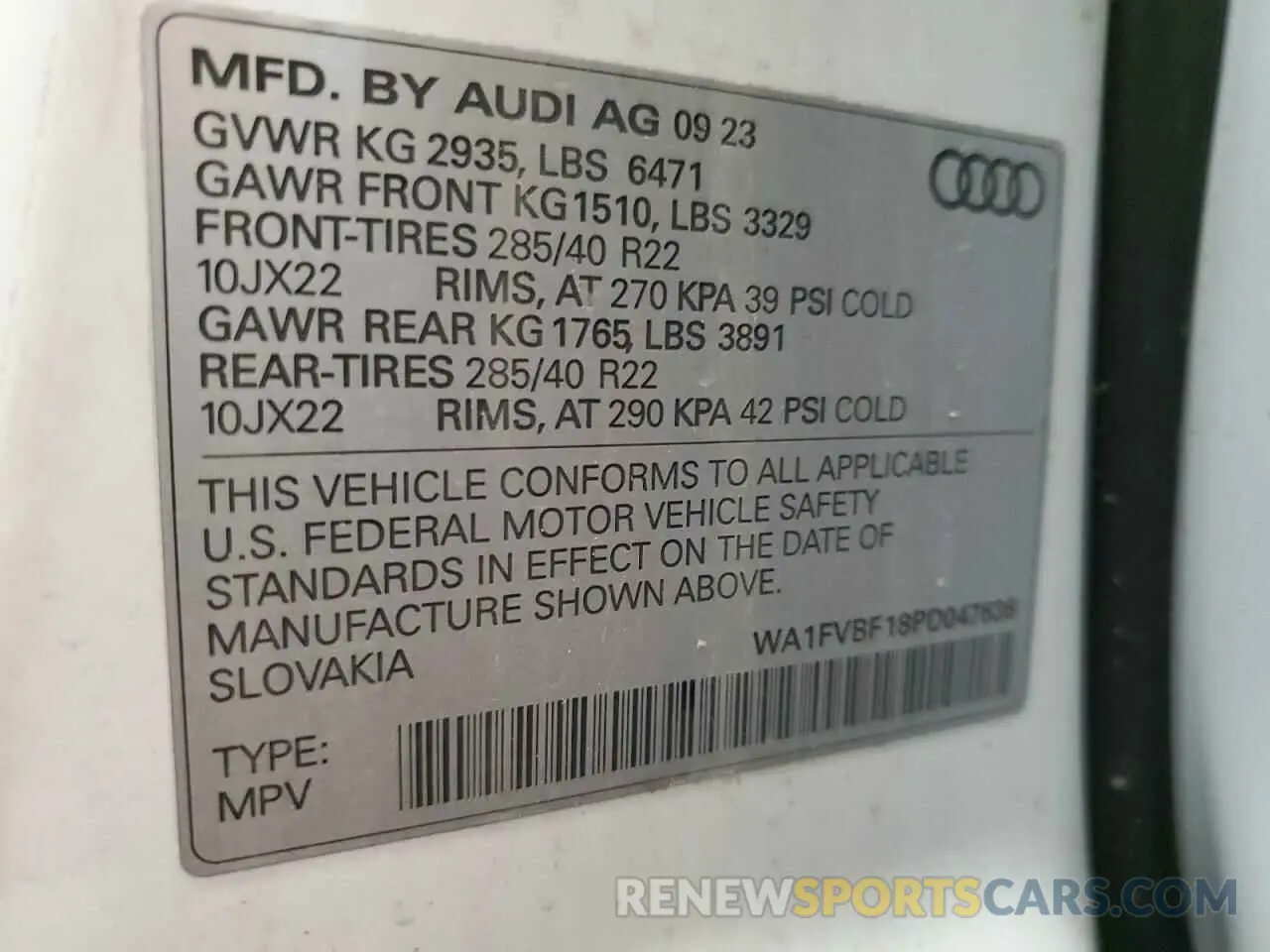 13 Фотография поврежденного автомобиля WA1FVBF18PD047636 AUDI Q8 2023