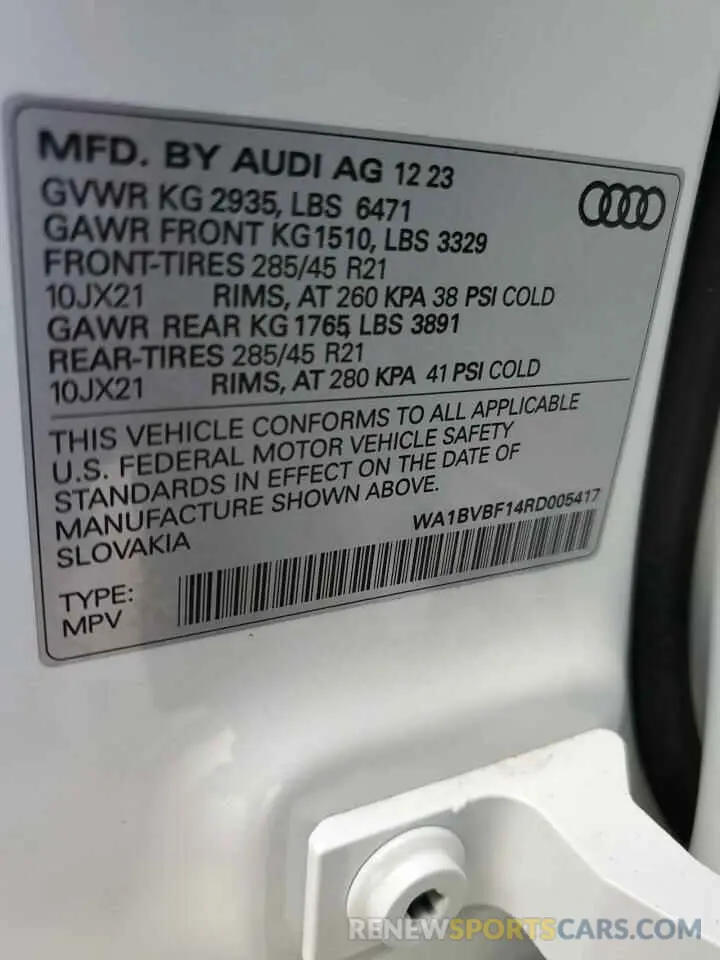 13 Photograph of a damaged car WA1BVBF14RD005417 AUDI Q8 2024