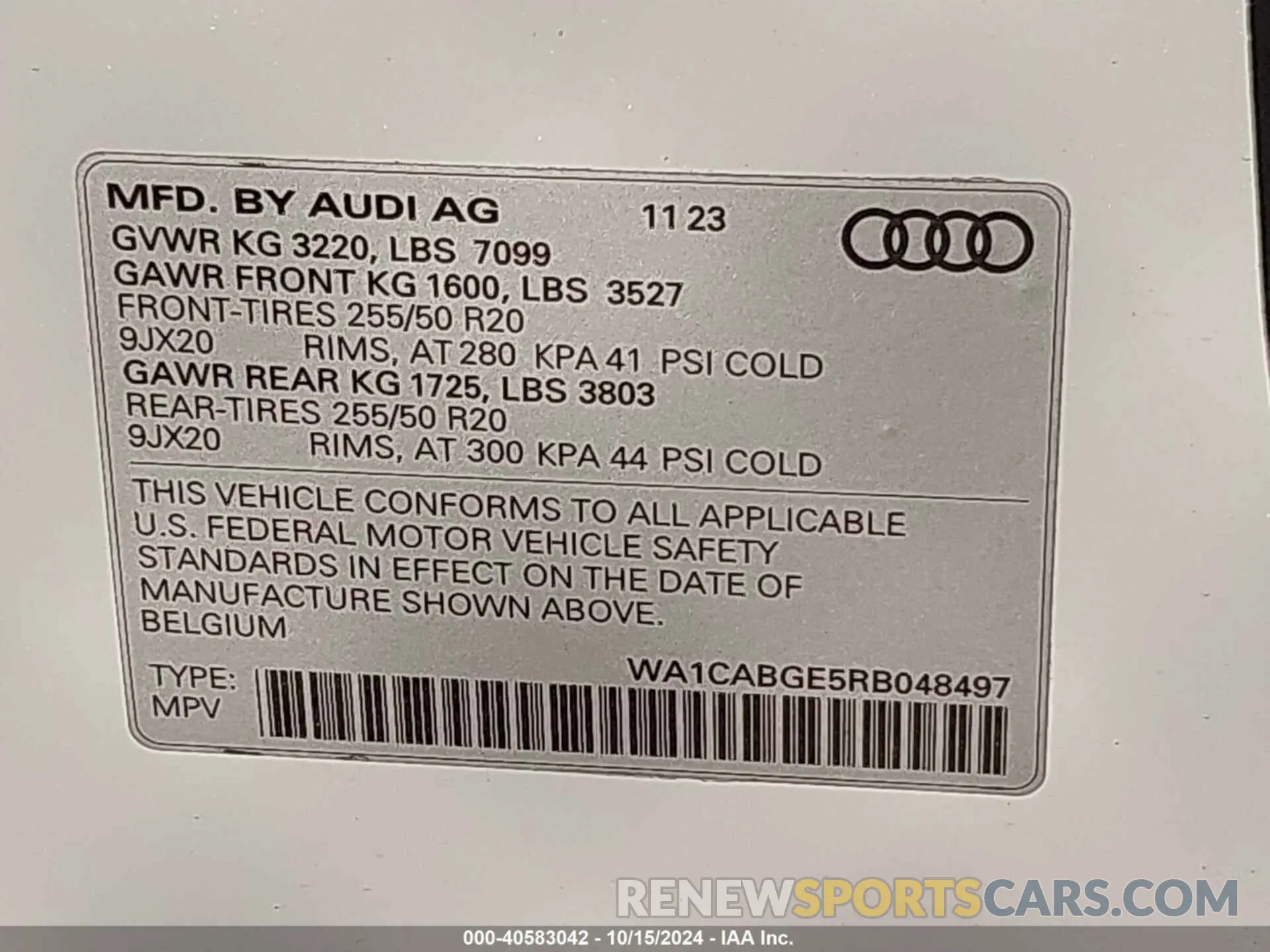 9 Photograph of a damaged car WA1CABGE5RB048497 AUDI Q8 E-TRON 2024
