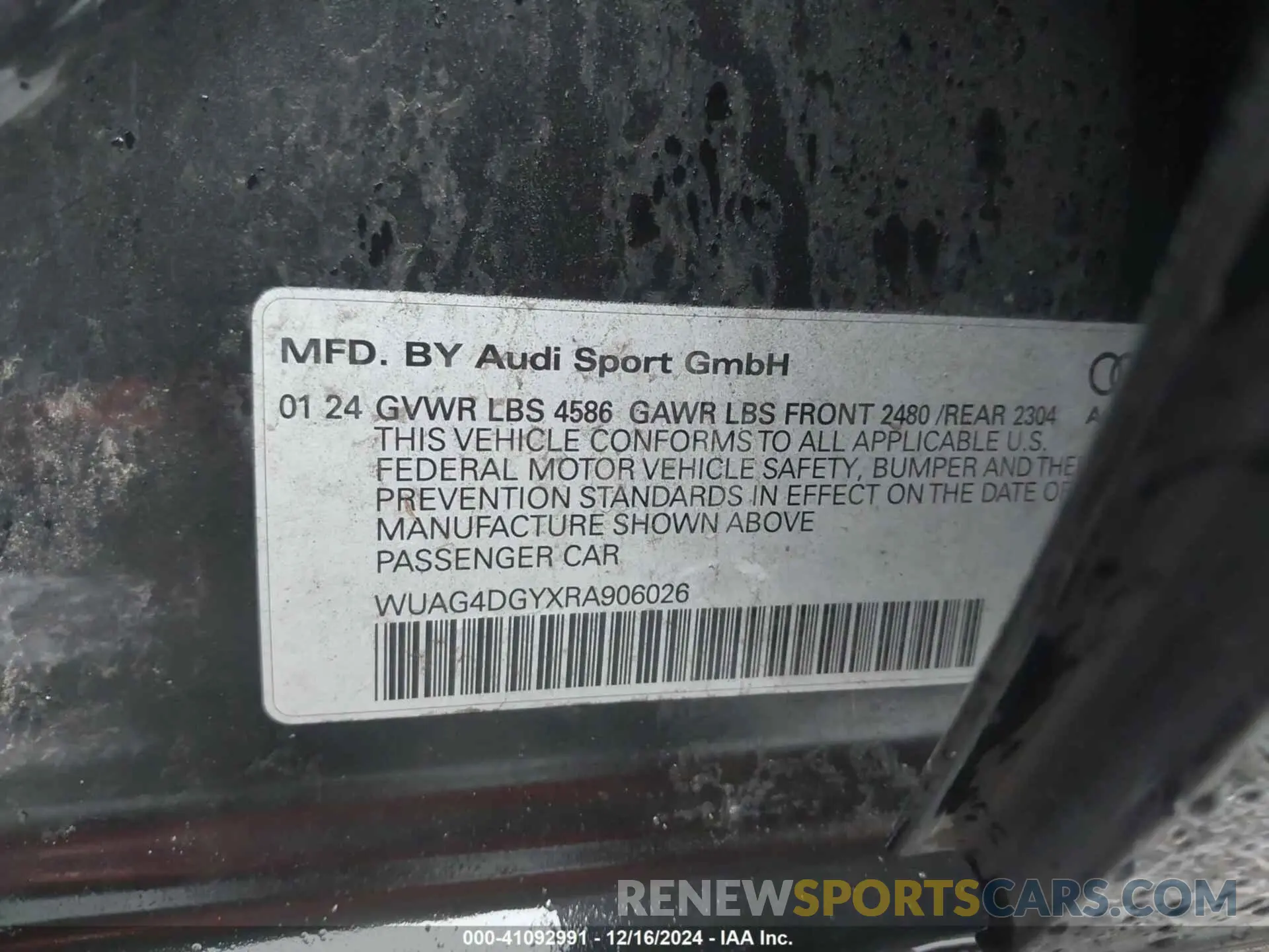 9 Фотография поврежденного автомобиля WUAG4DGYXRA906026 AUDI RS 3 SEDAN 2024
