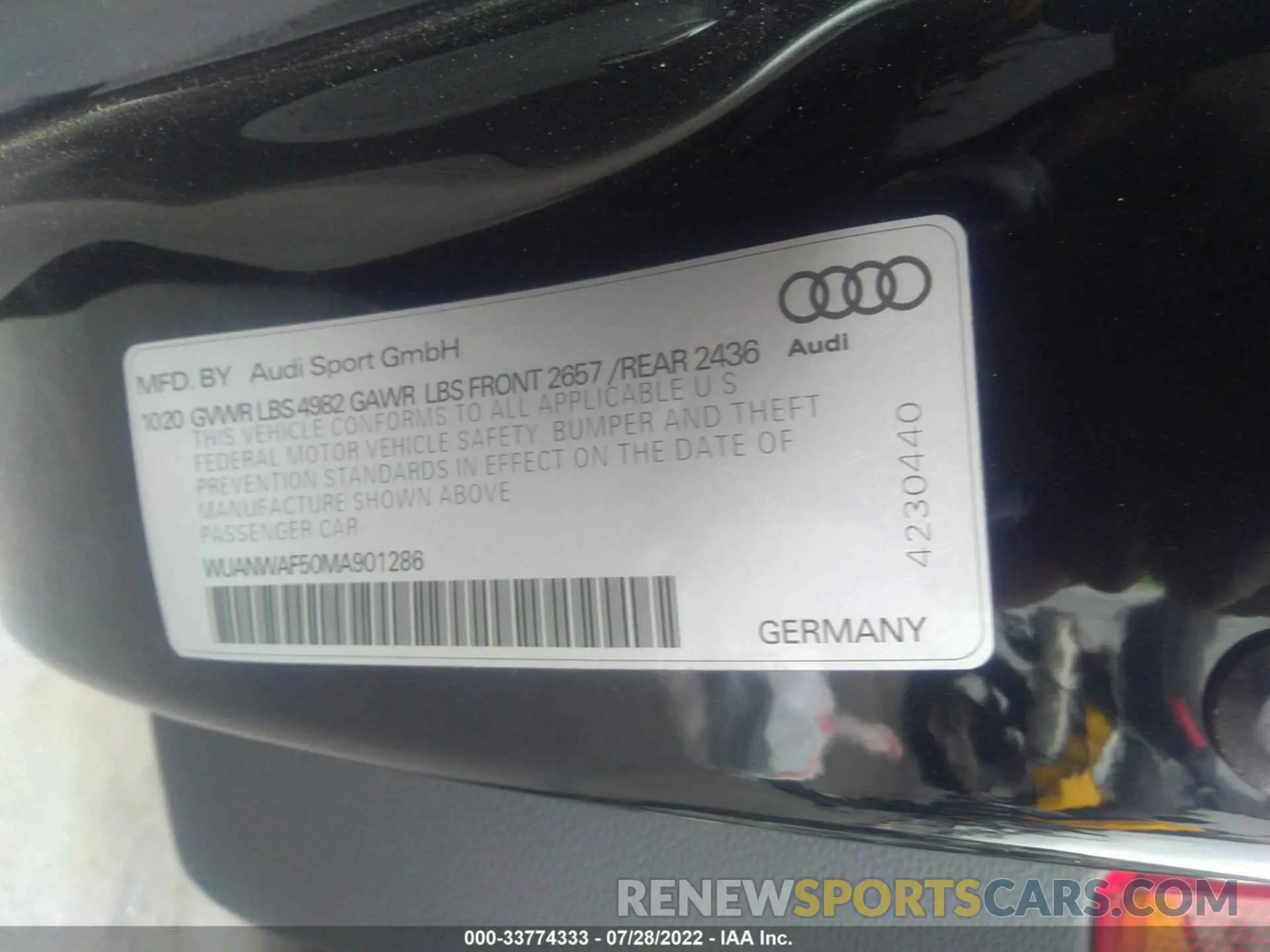 9 Photograph of a damaged car WUANWAF50MA901286 AUDI RS 5 COUPE 2021