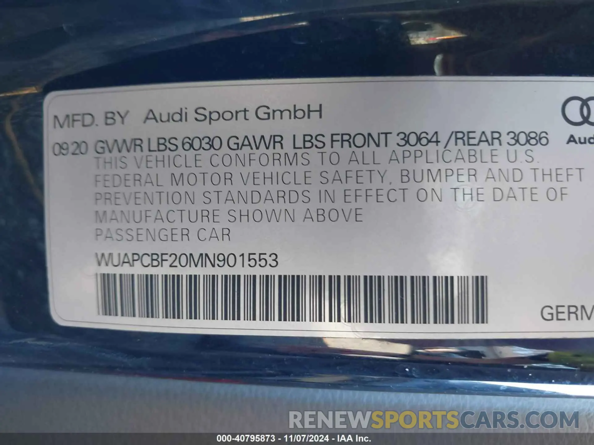 9 Фотография поврежденного автомобиля WUAPCBF20MN901553 AUDI RS 7 SPORTBACK 2021