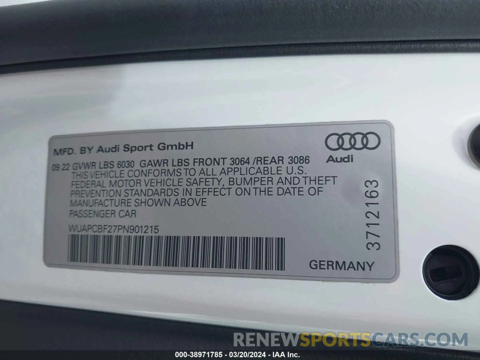 9 Фотография поврежденного автомобиля WUAPCBF27PN901215 AUDI RS 7 SPORTBACK 2023