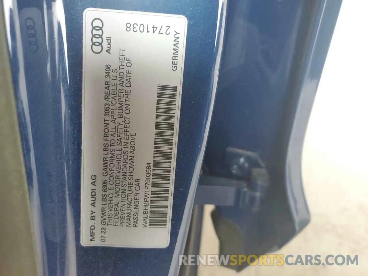 13 Фотография поврежденного автомобиля WAUBHBFW1P7903684 AUDI RS E-TRON 2023