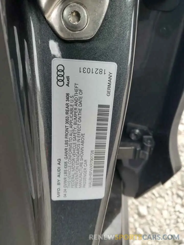 12 Photograph of a damaged car WAUBHBFWXR7901726 AUDI RS E-TRON 2024