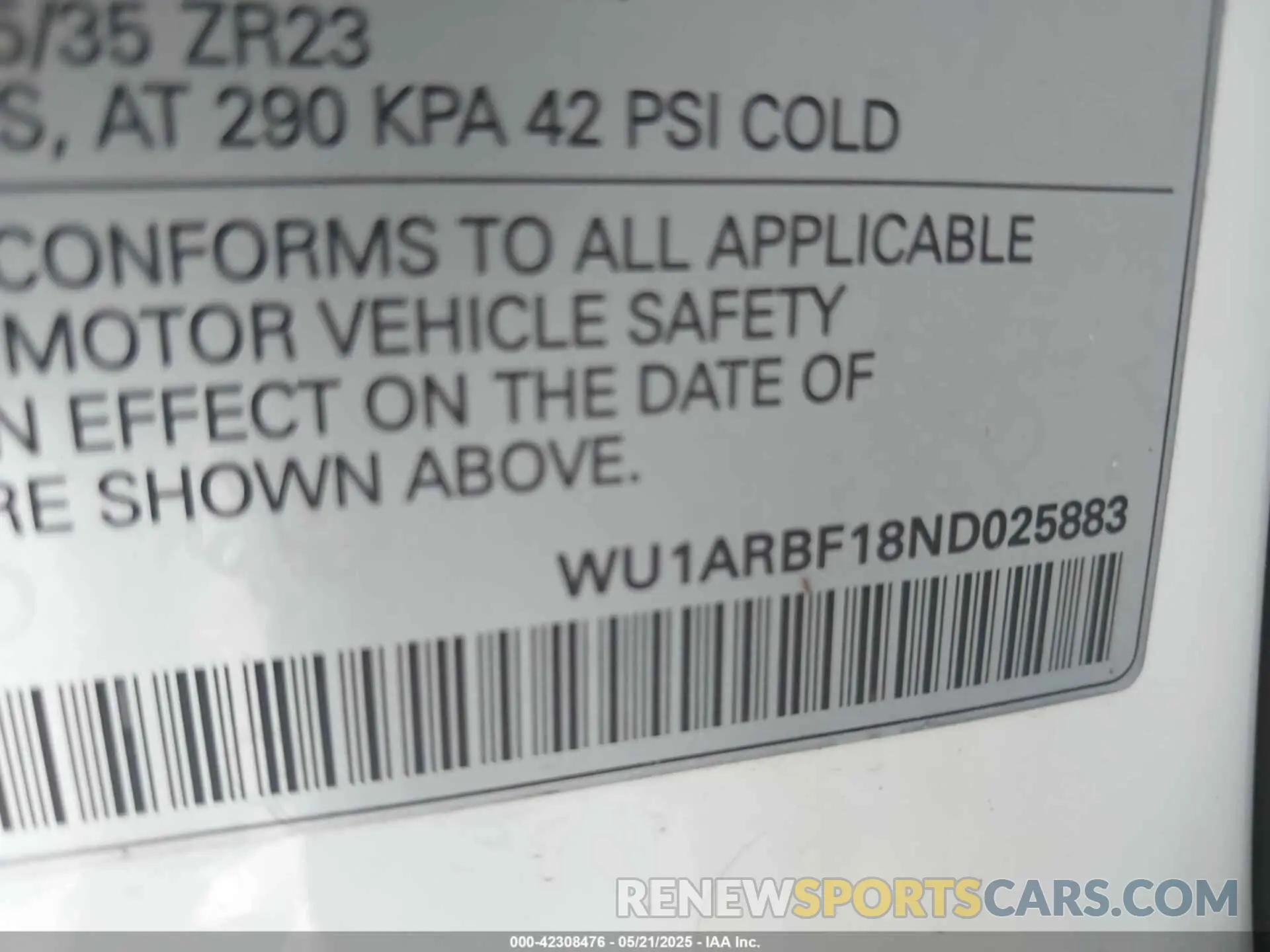 9 Photograph of a damaged car WU1ARBF18ND025883 AUDI RS Q8 2022