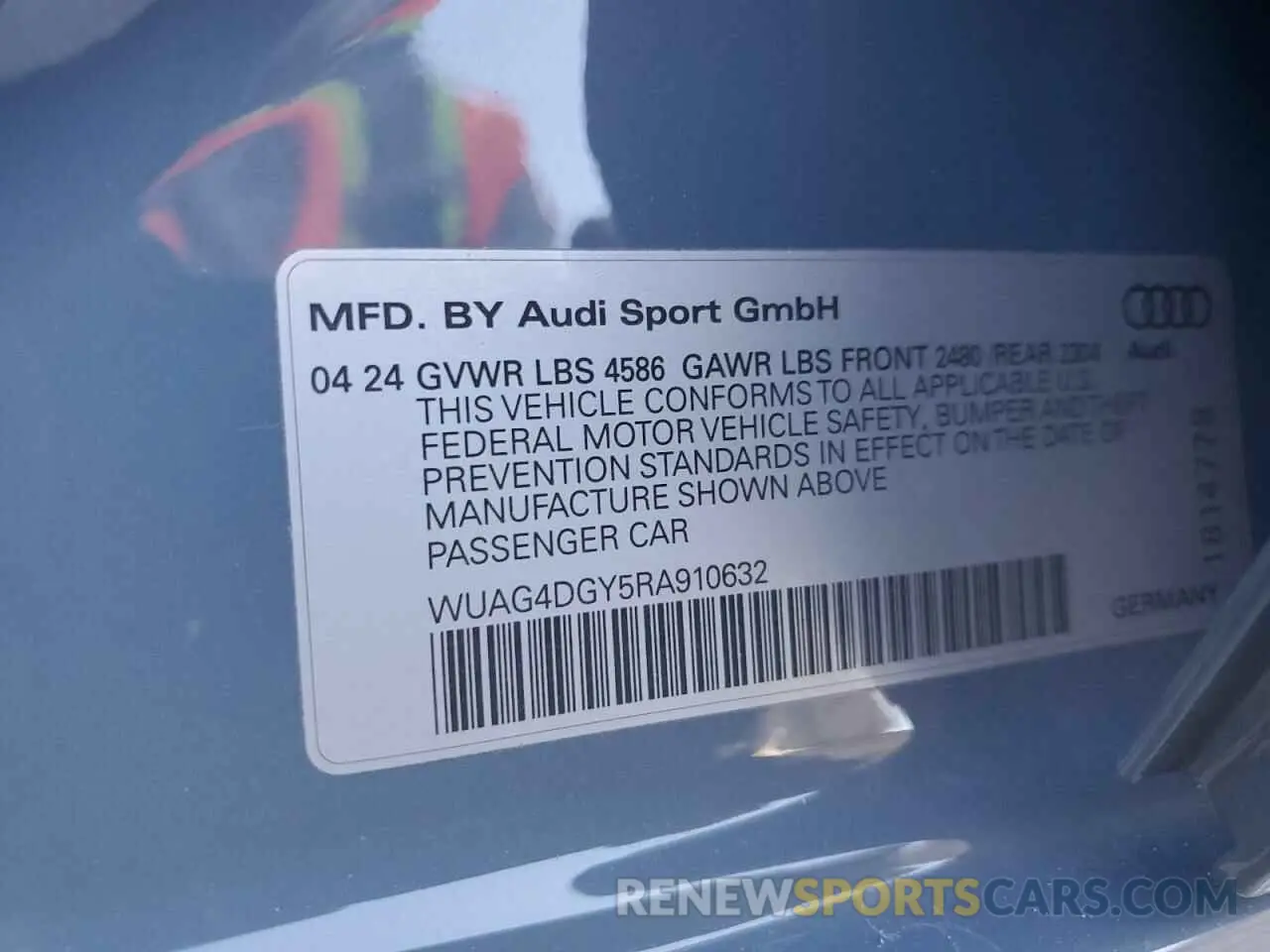 12 Photograph of a damaged car WUAG4DGY5RA910632 AUDI RS3 2024