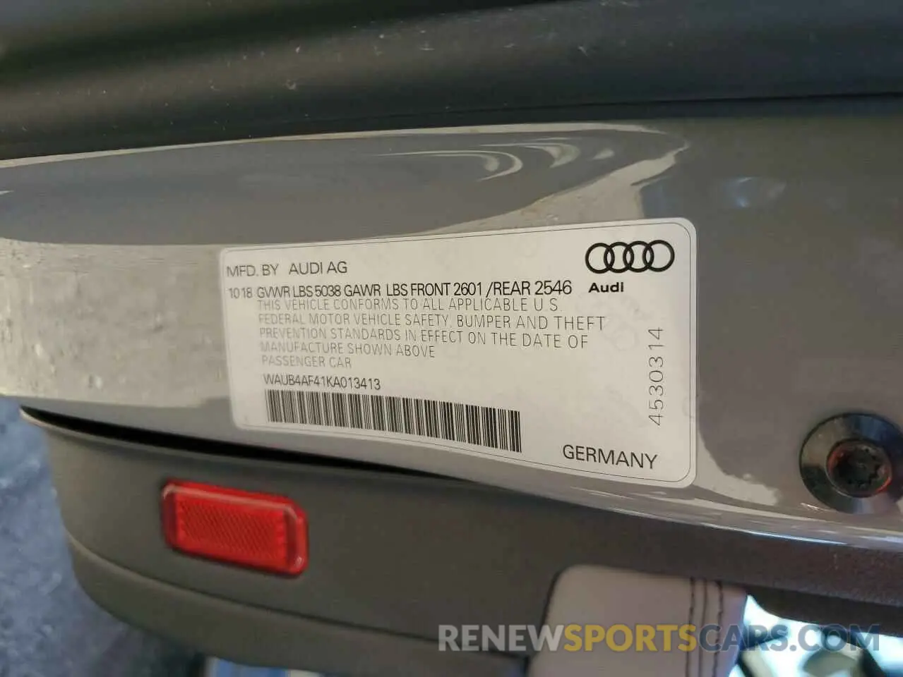 12 Фотография поврежденного автомобиля WAUB4AF41KA013413 AUDI S4/RS4 2019