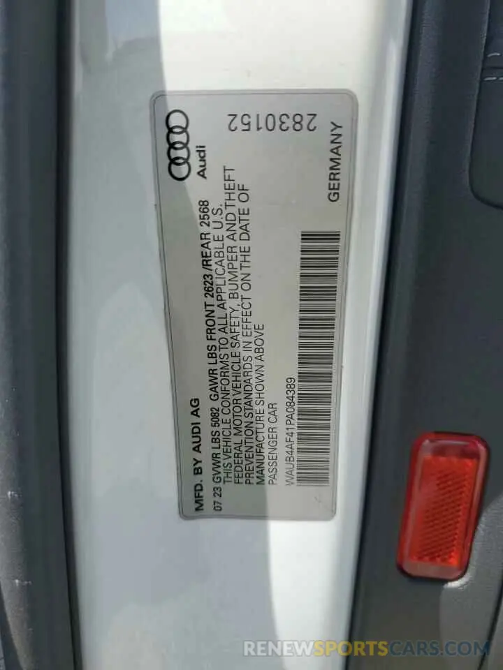 14 Photograph of a damaged car WAUB4AF41PA084389 AUDI S4/RS4 2023