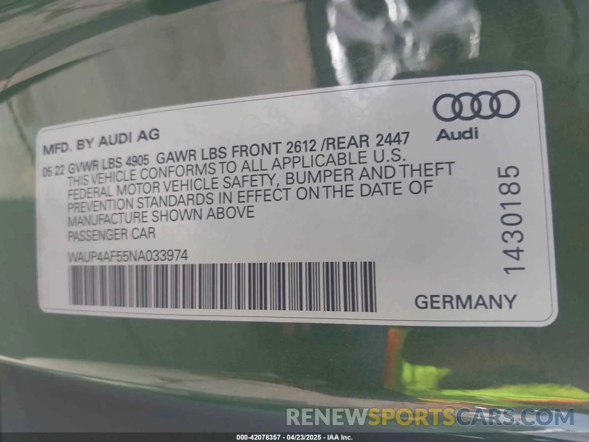 9 Photograph of a damaged car WAUP4AF55NA033974 AUDI S5 2022