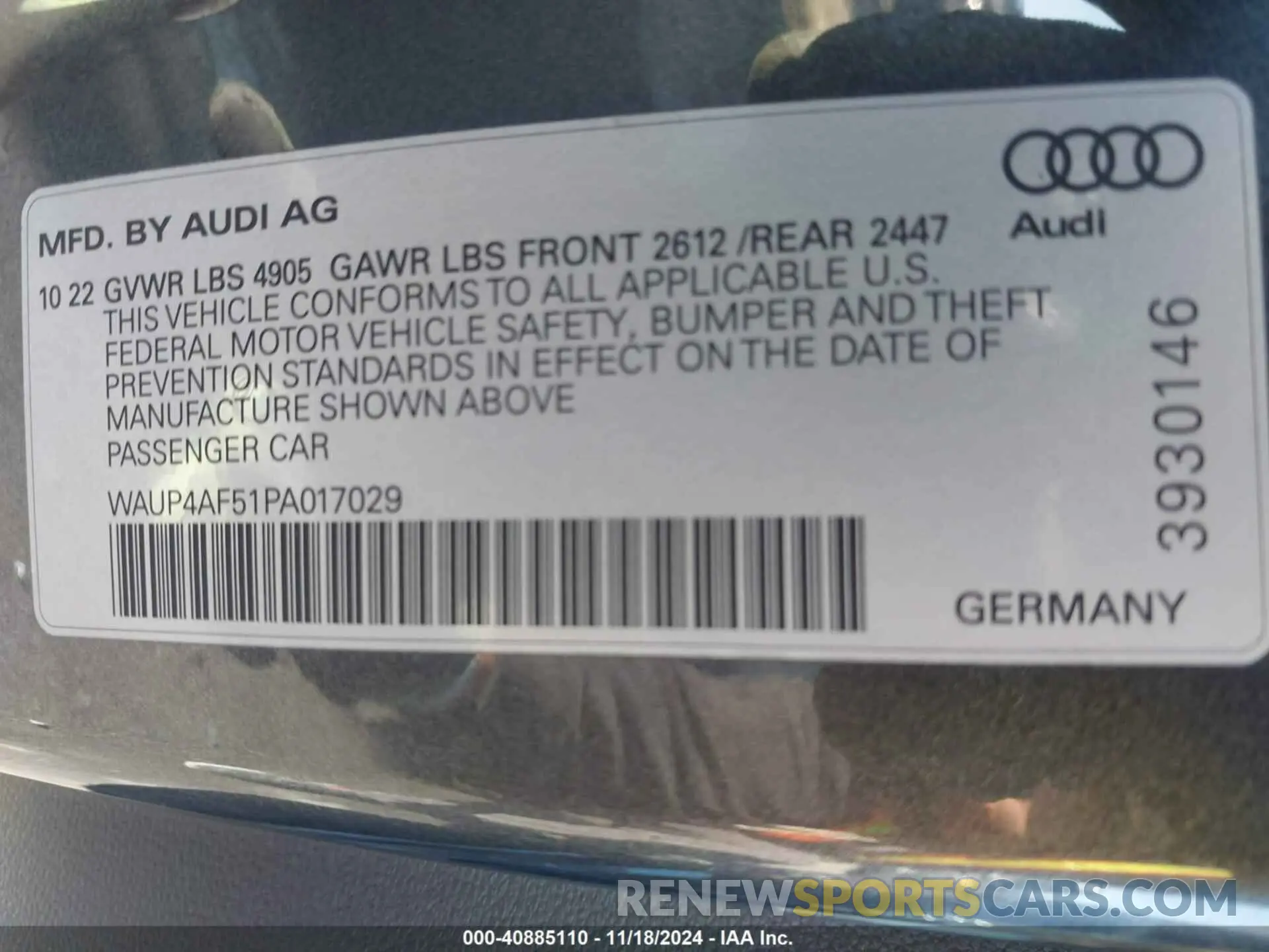 9 Photograph of a damaged car WAUP4AF51PA017029 AUDI S5 COUPE 2023