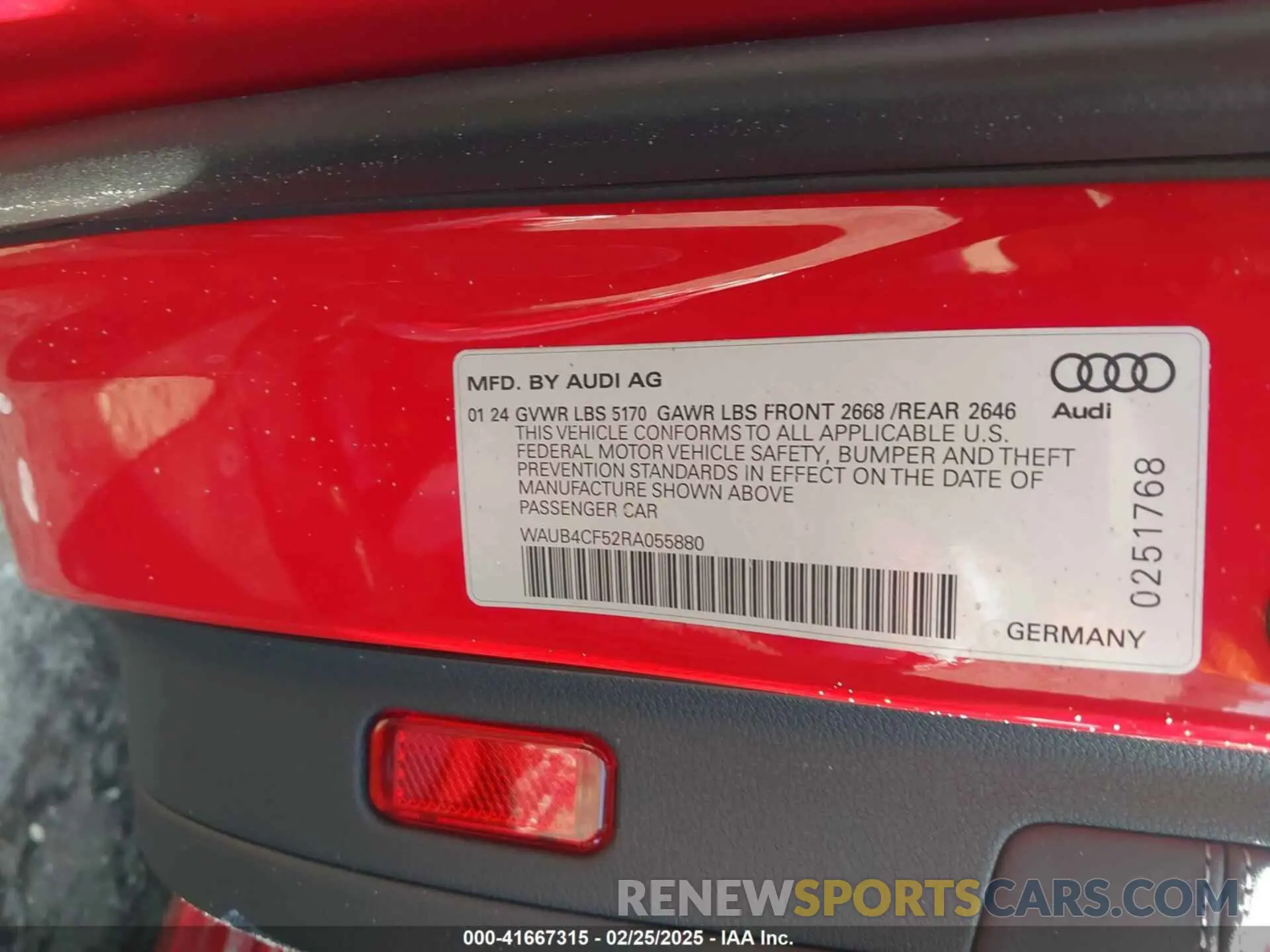 9 Photograph of a damaged car WAUB4CF52RA055880 AUDI S5 SPORTBACK 2024