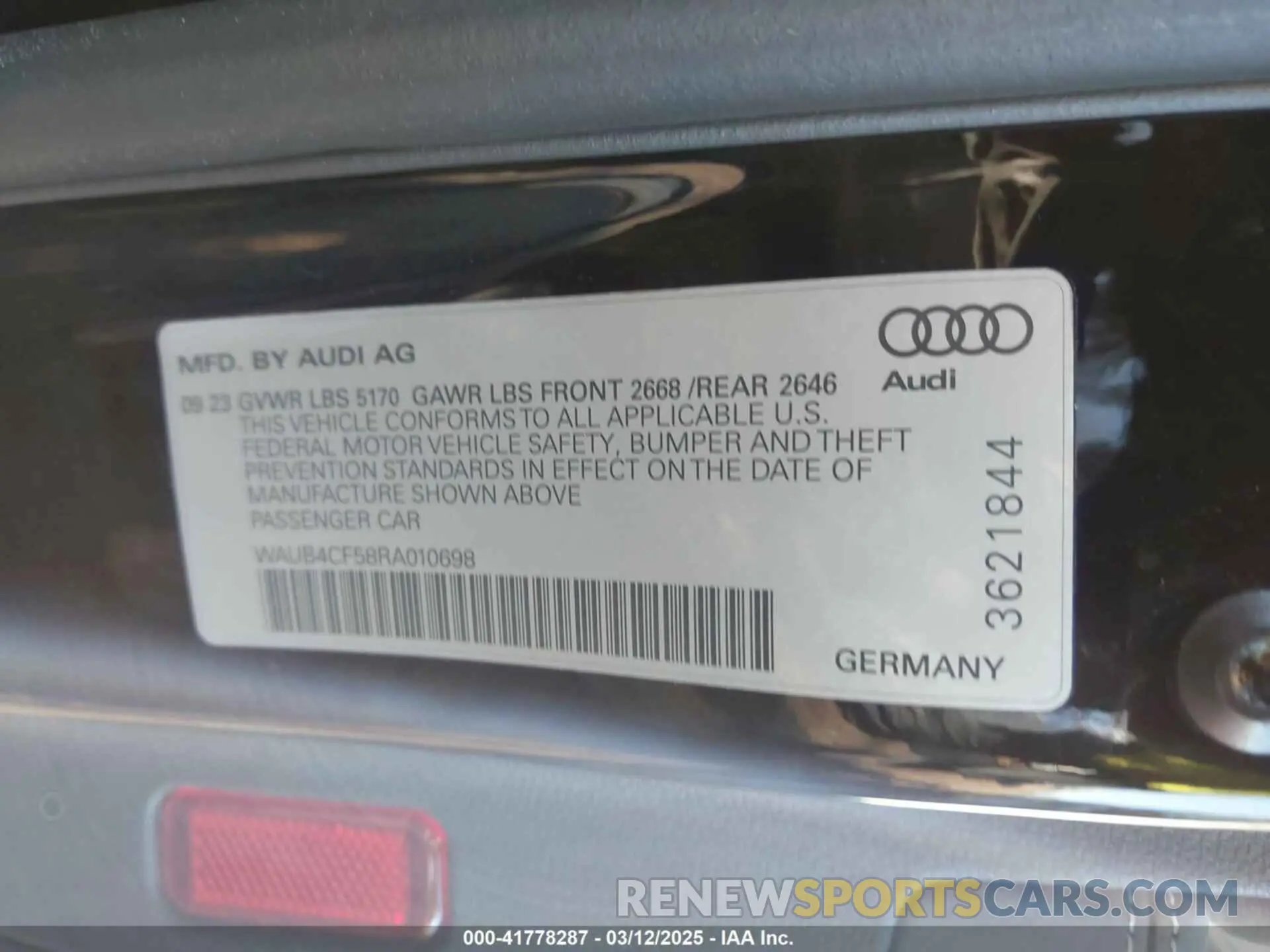 9 Photograph of a damaged car WAUB4CF58RA010698 AUDI S5 SPORTBACK 2024