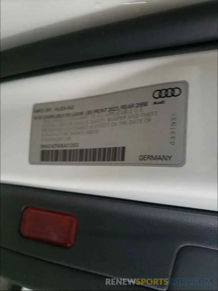 10 Фотография поврежденного автомобиля WAUC4CF50KA012553 AUDI S5/RS5 2019