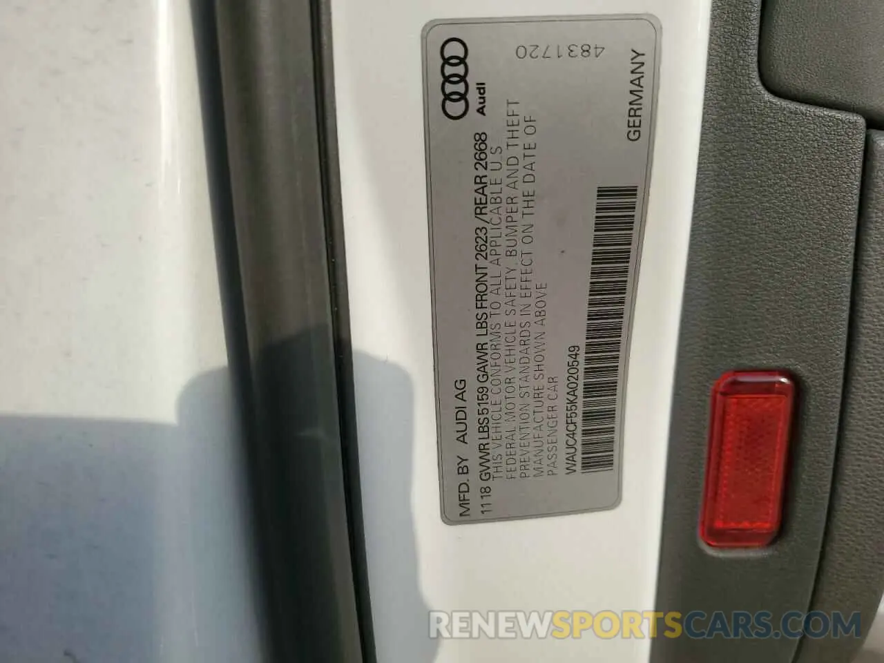 12 Фотография поврежденного автомобиля WAUC4CF55KA020549 AUDI S5/RS5 2019