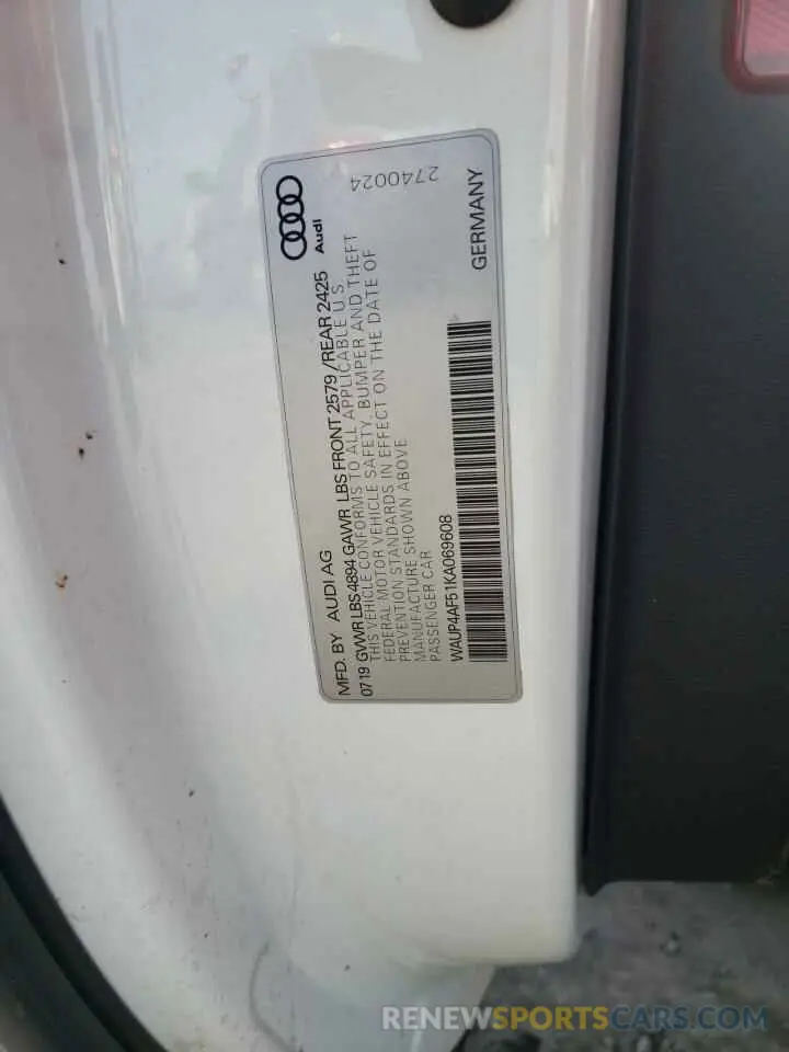 13 Фотография поврежденного автомобиля WAUP4AF51KA069608 AUDI S5/RS5 2019