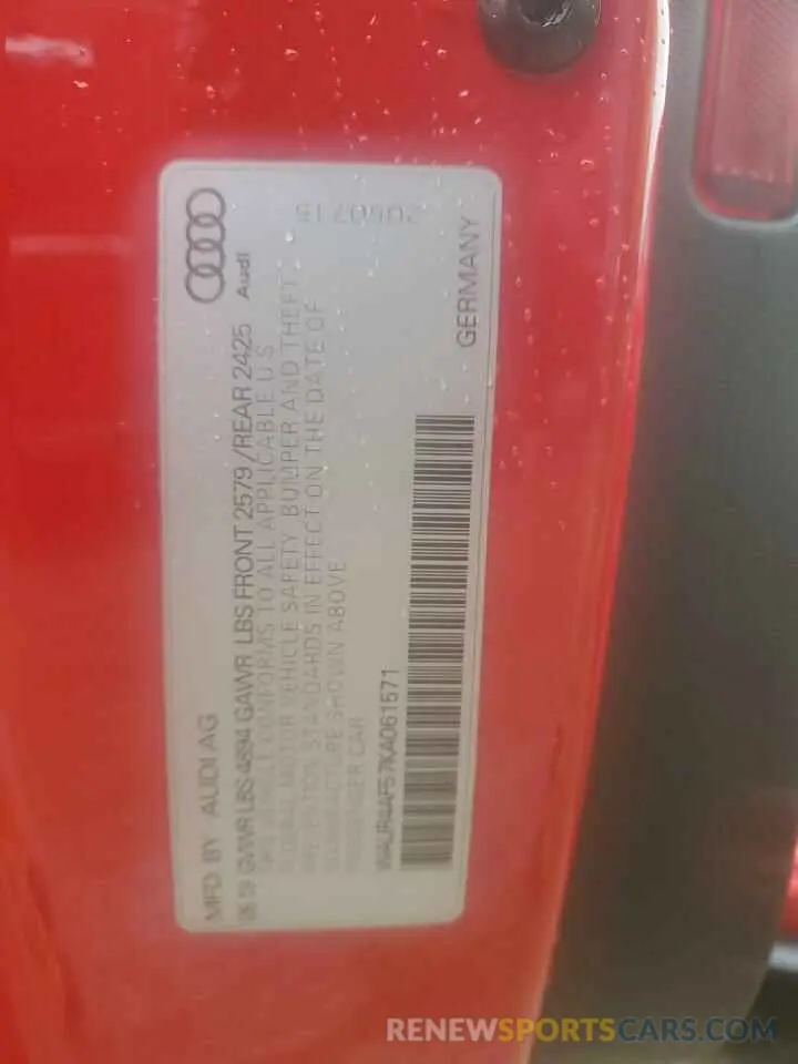 12 Фотография поврежденного автомобиля WAUR4AF57KA061571 AUDI S5/RS5 2019