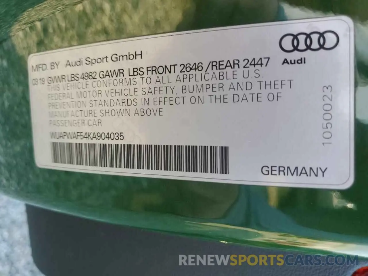12 Фотография поврежденного автомобиля WUAPWAF54KA904035 AUDI S5/RS5 2019