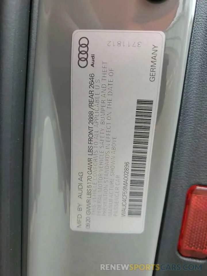 13 Photograph of a damaged car WAUC4CF59MA002896 AUDI S5/RS5 2021