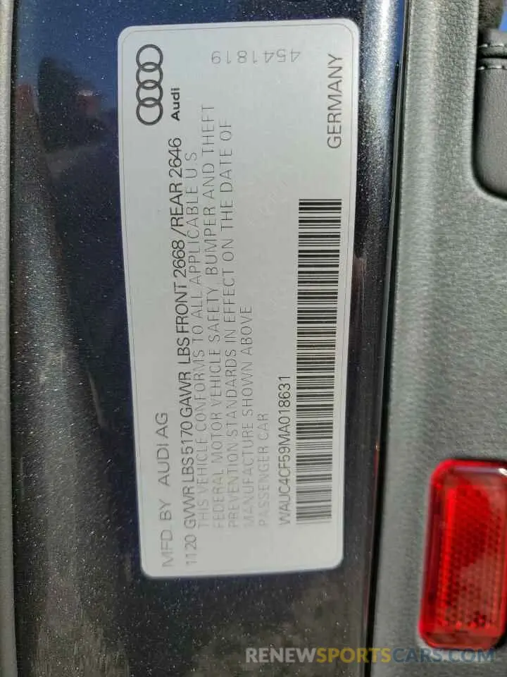 13 Фотография поврежденного автомобиля WAUC4CF59MA018631 AUDI S5/RS5 2021