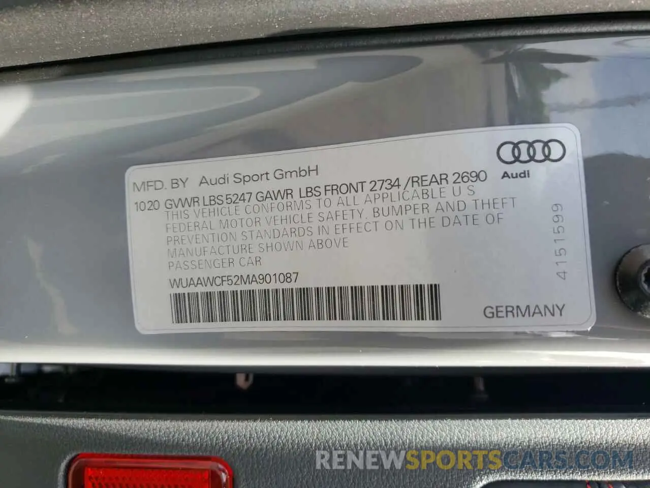 10 Photograph of a damaged car WUAAWCF52MA901087 AUDI S5/RS5 2021