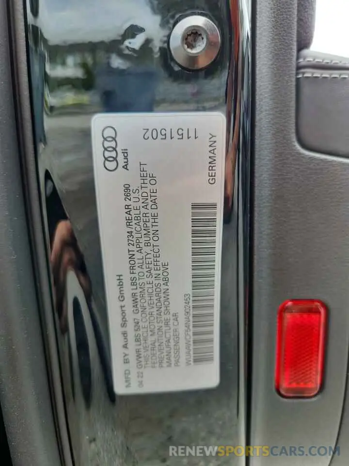 12 Photograph of a damaged car WUAAWCF54NA902453 AUDI S5/RS5 2022