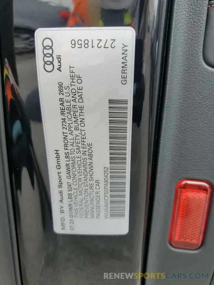 12 Photograph of a damaged car WUAAWCF50PA904252 AUDI S5/RS5 2023