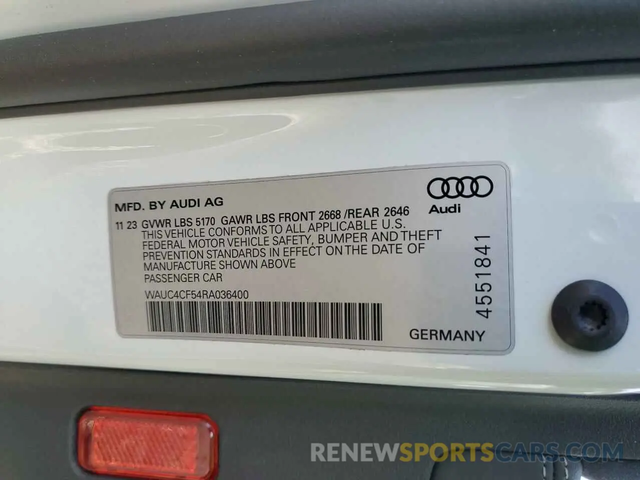 14 Фотография поврежденного автомобиля WAUC4CF54RA036400 AUDI S5/RS5 2024