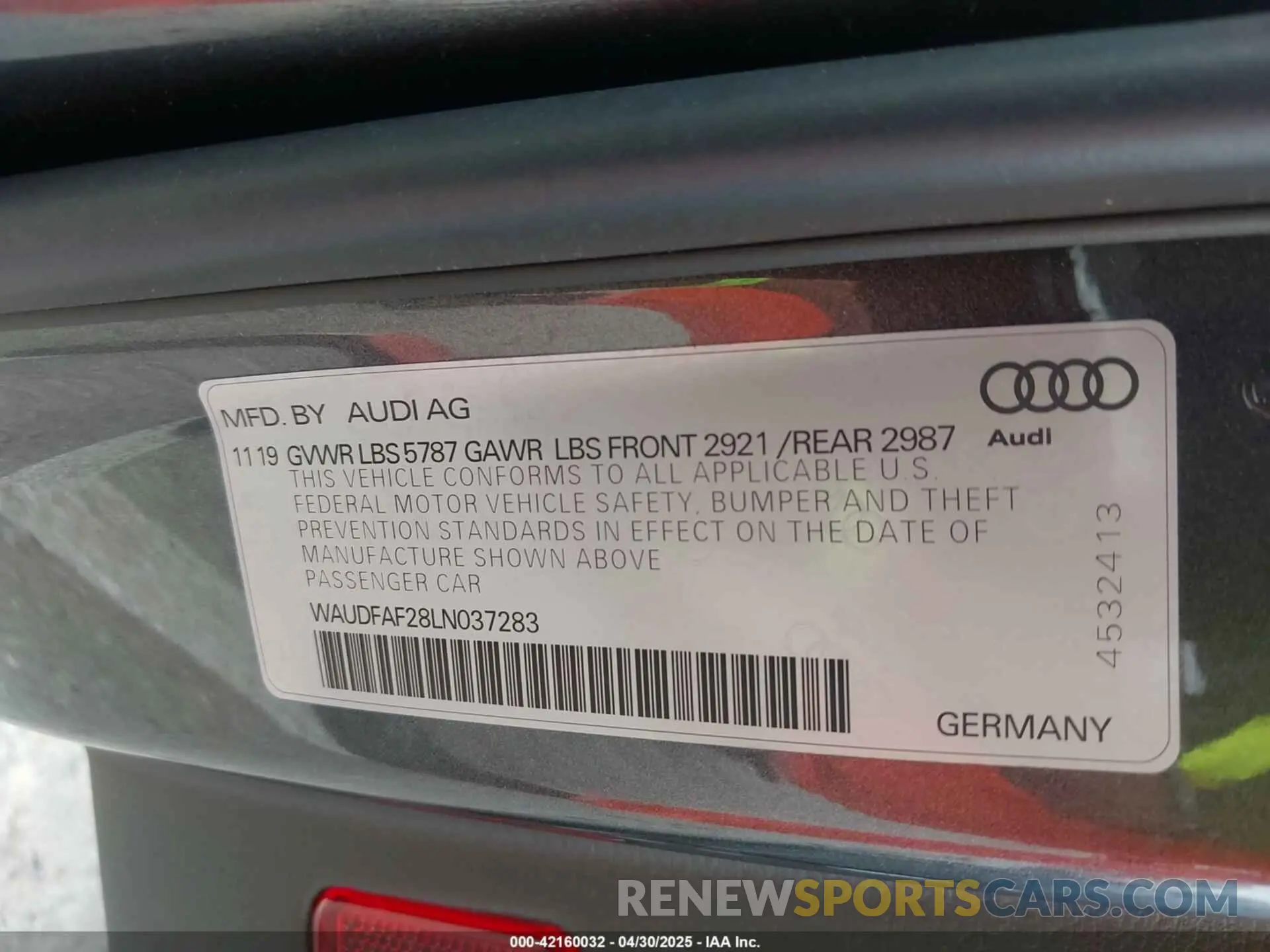 9 Фотография поврежденного автомобиля WAUDFAF28LN037283 AUDI S6 2020