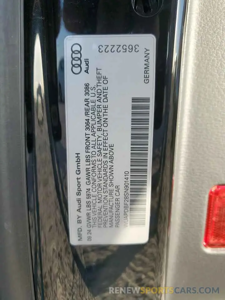 13 Photograph of a damaged car WUAPDBF28SN901410 AUDI S7/RS7 2025