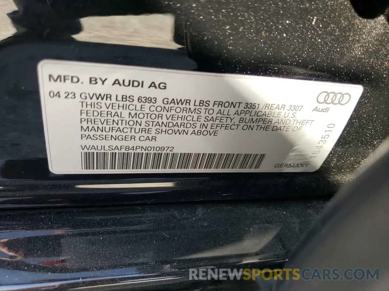 14 Фотография поврежденного автомобиля WAULSAF84PN010972 AUDI S8 2023