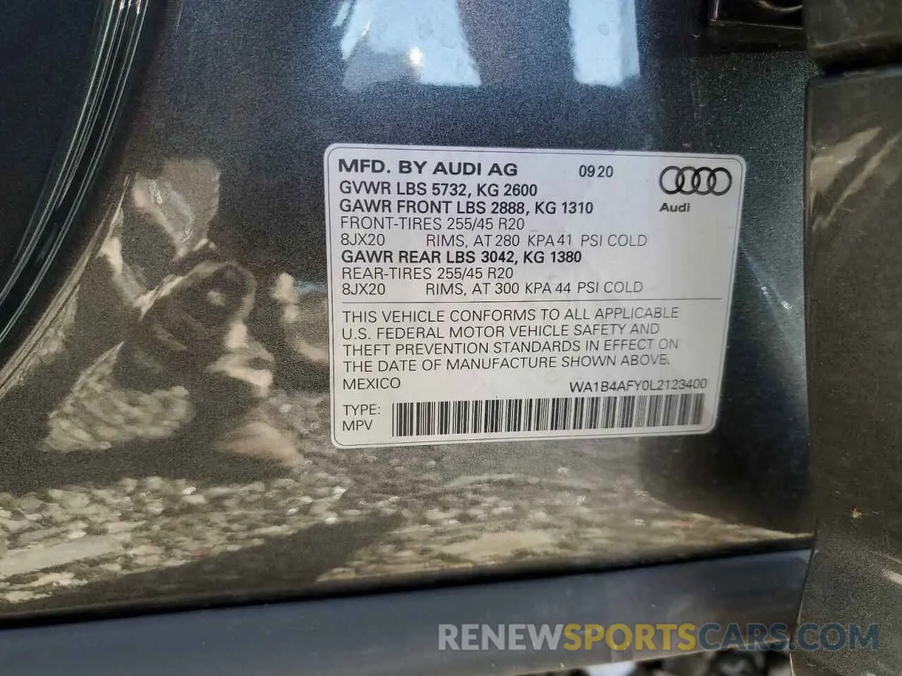 13 Фотография поврежденного автомобиля WA1B4AFY0L2123400 AUDI SQ5 2020
