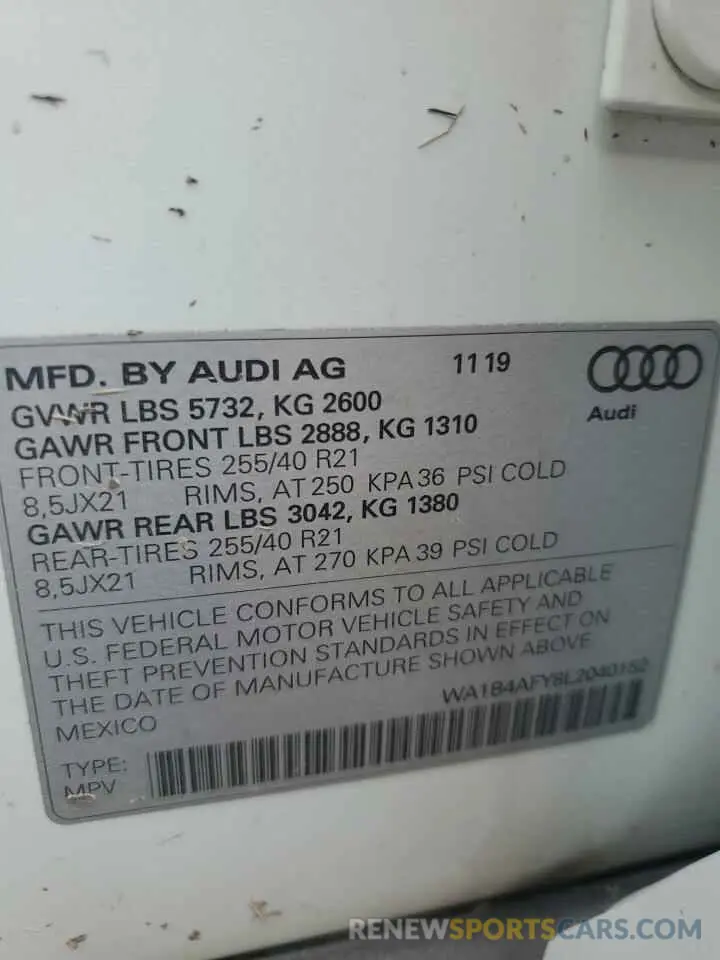 14 Photograph of a damaged car WA1B4AFY8L2040152 AUDI SQ5 2020