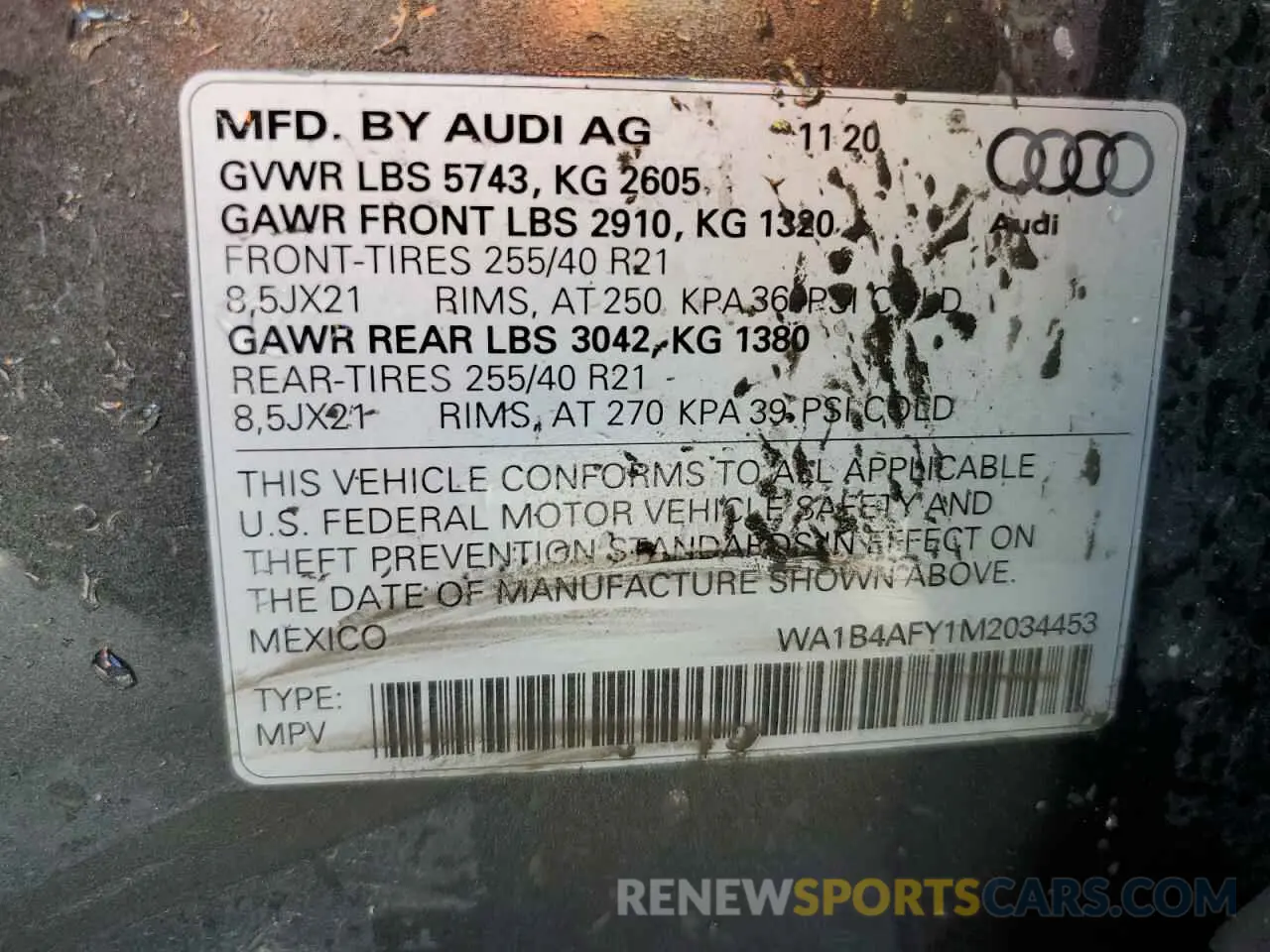 13 Photograph of a damaged car WA1B4AFY1M2034453 AUDI SQ5 2021