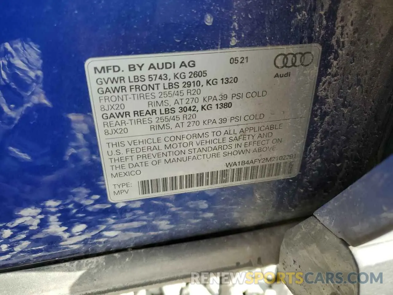 13 Photograph of a damaged car WA1B4AFY2M2102291 AUDI SQ5 2021