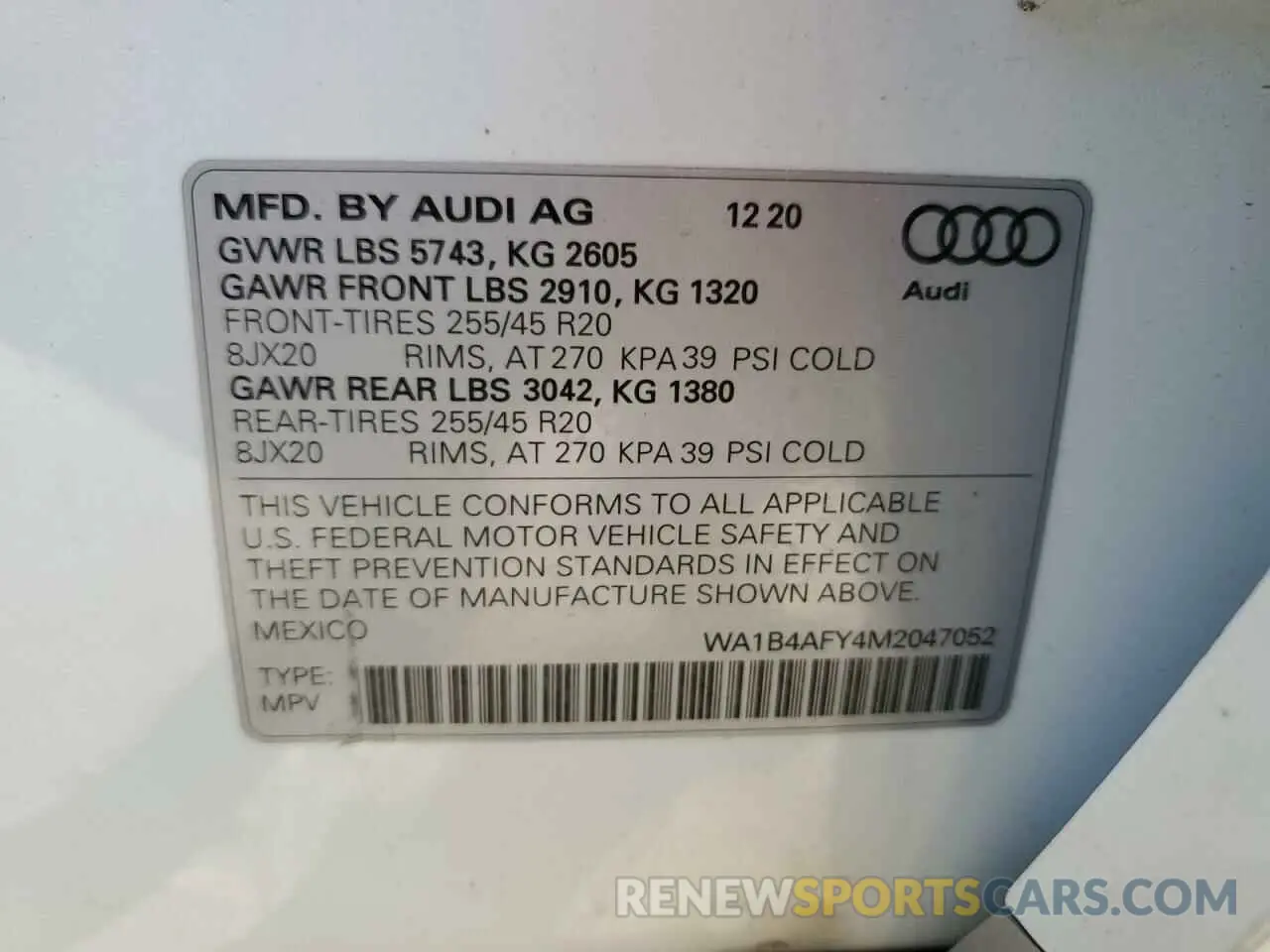 13 Photograph of a damaged car WA1B4AFY4M2047052 AUDI SQ5 2021