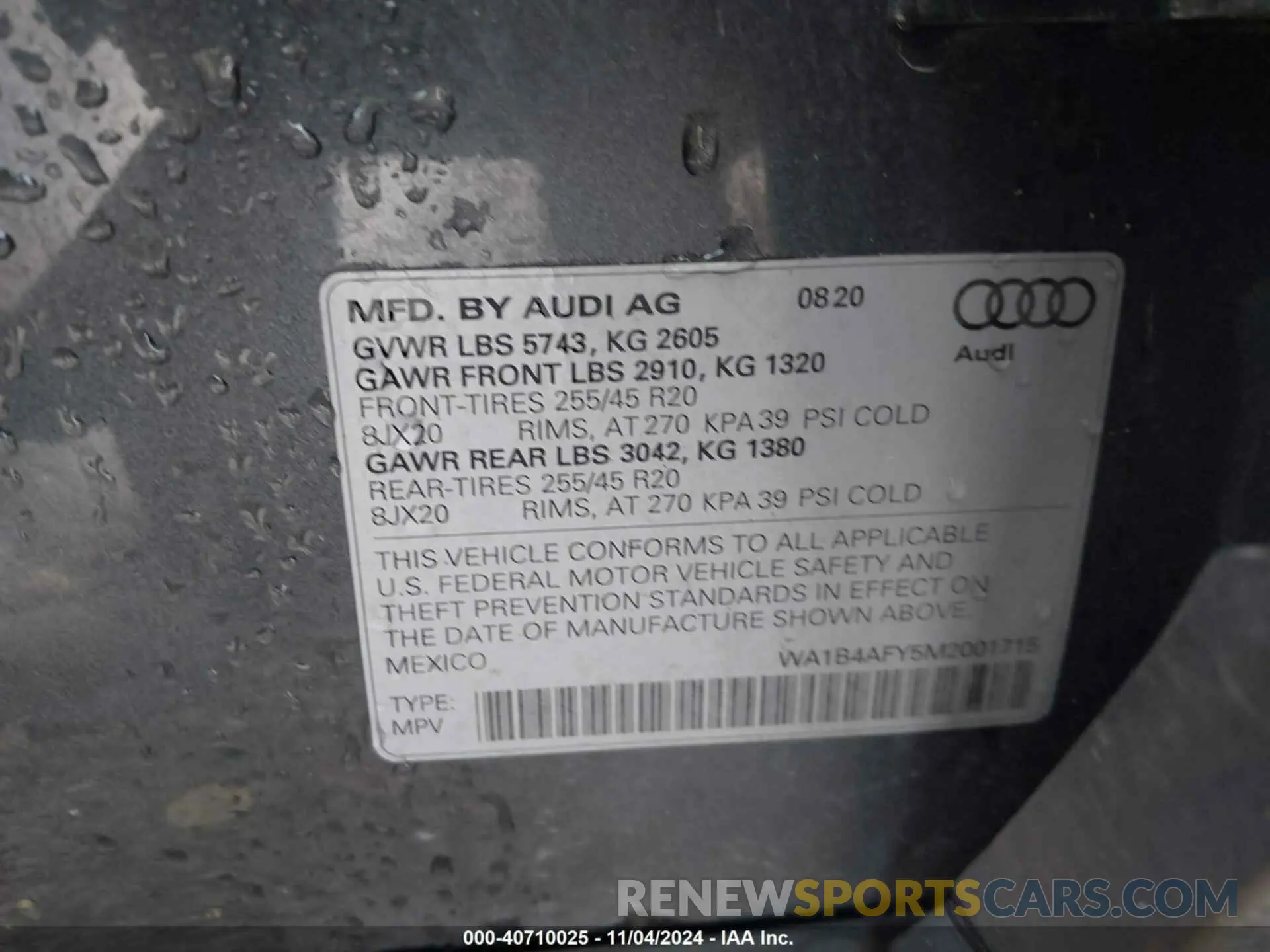 9 Фотография поврежденного автомобиля WA1B4AFY5M2001715 AUDI SQ5 2021