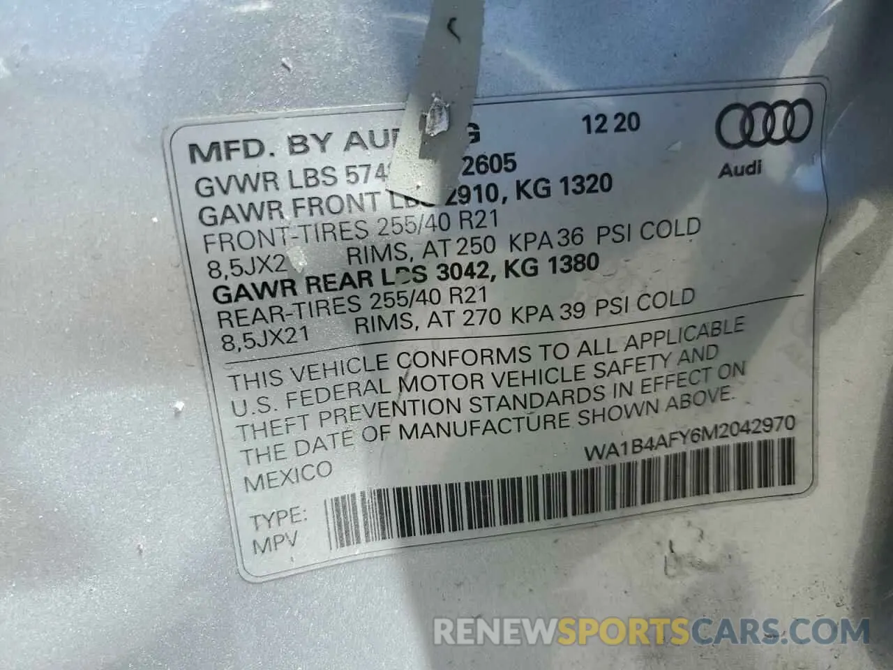 13 Photograph of a damaged car WA1B4AFY6M2042970 AUDI SQ5 2021