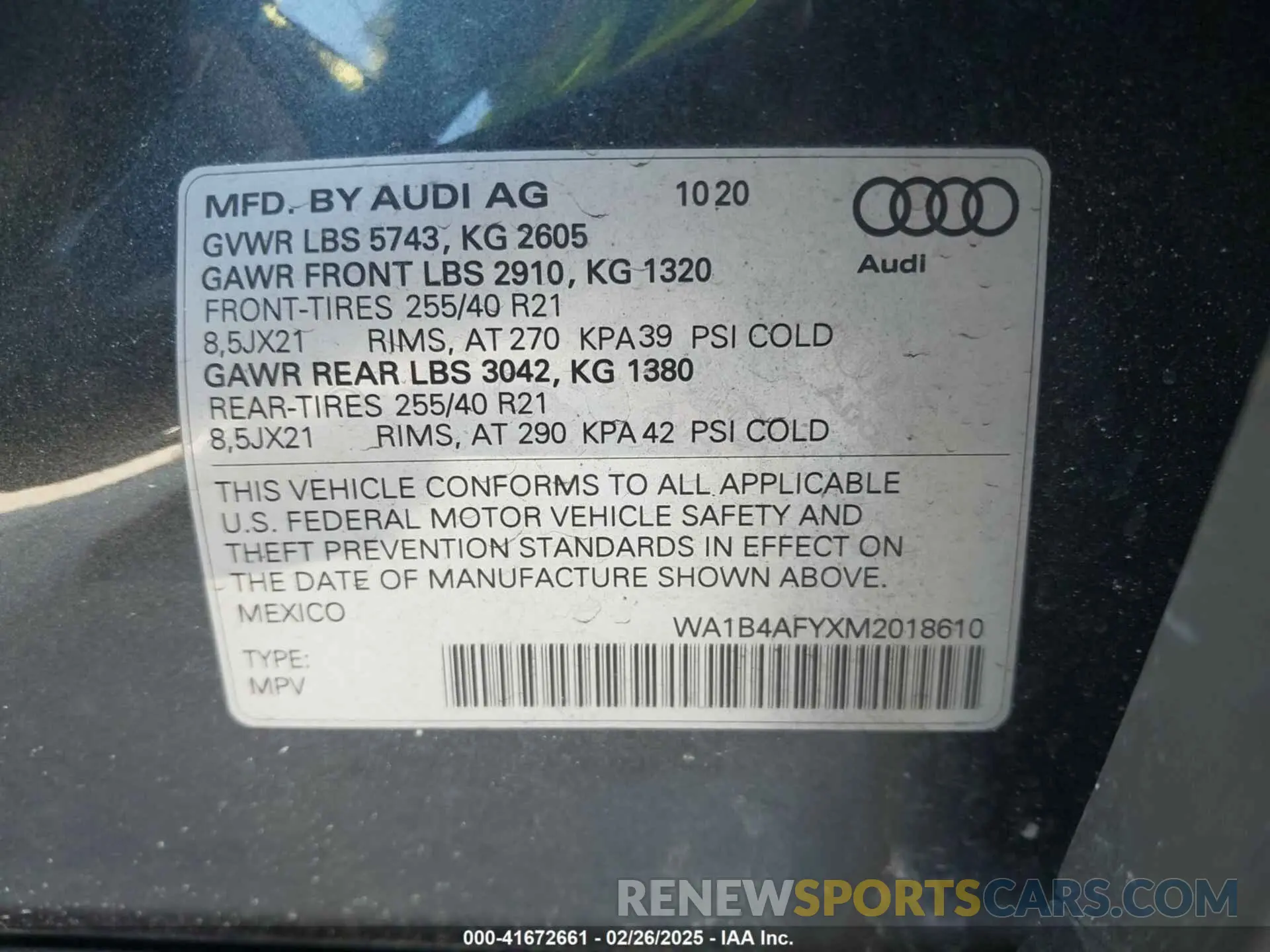 9 Photograph of a damaged car WA1B4AFYXM2018610 AUDI SQ5 2021