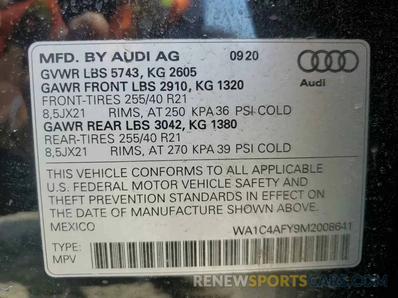 13 Фотография поврежденного автомобиля WA1C4AFY9M2008641 AUDI SQ5 2021