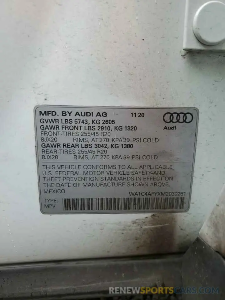 14 Photograph of a damaged car WA1C4AFYXM2030261 AUDI SQ5 2021