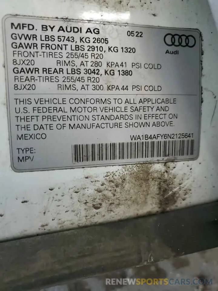 12 Фотография поврежденного автомобиля WA1B4AFY6N2125641 AUDI SQ5 2022