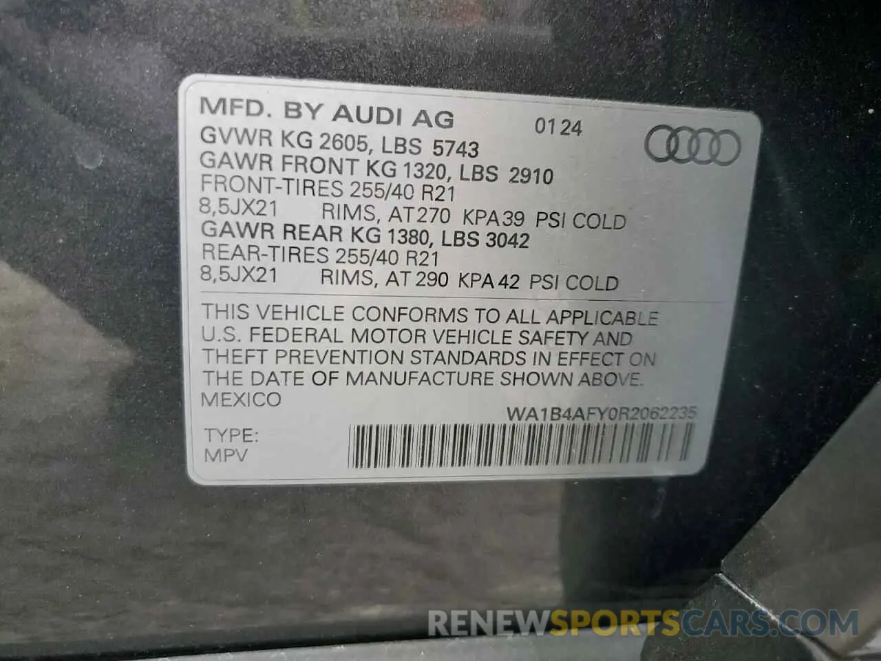 13 Фотография поврежденного автомобиля WA1B4AFY0R2062235 AUDI SQ5 2024