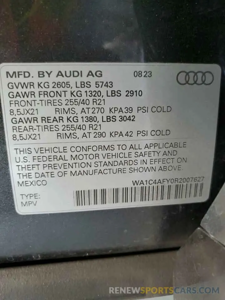 12 Photograph of a damaged car WA1C4AFY0R2007627 AUDI SQ5 2024