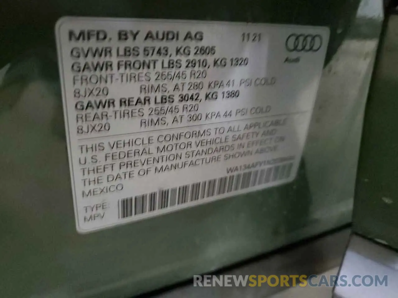 13 Photograph of a damaged car WA134AFY1N2038444 AUDI SQ5 SPORTB 2022