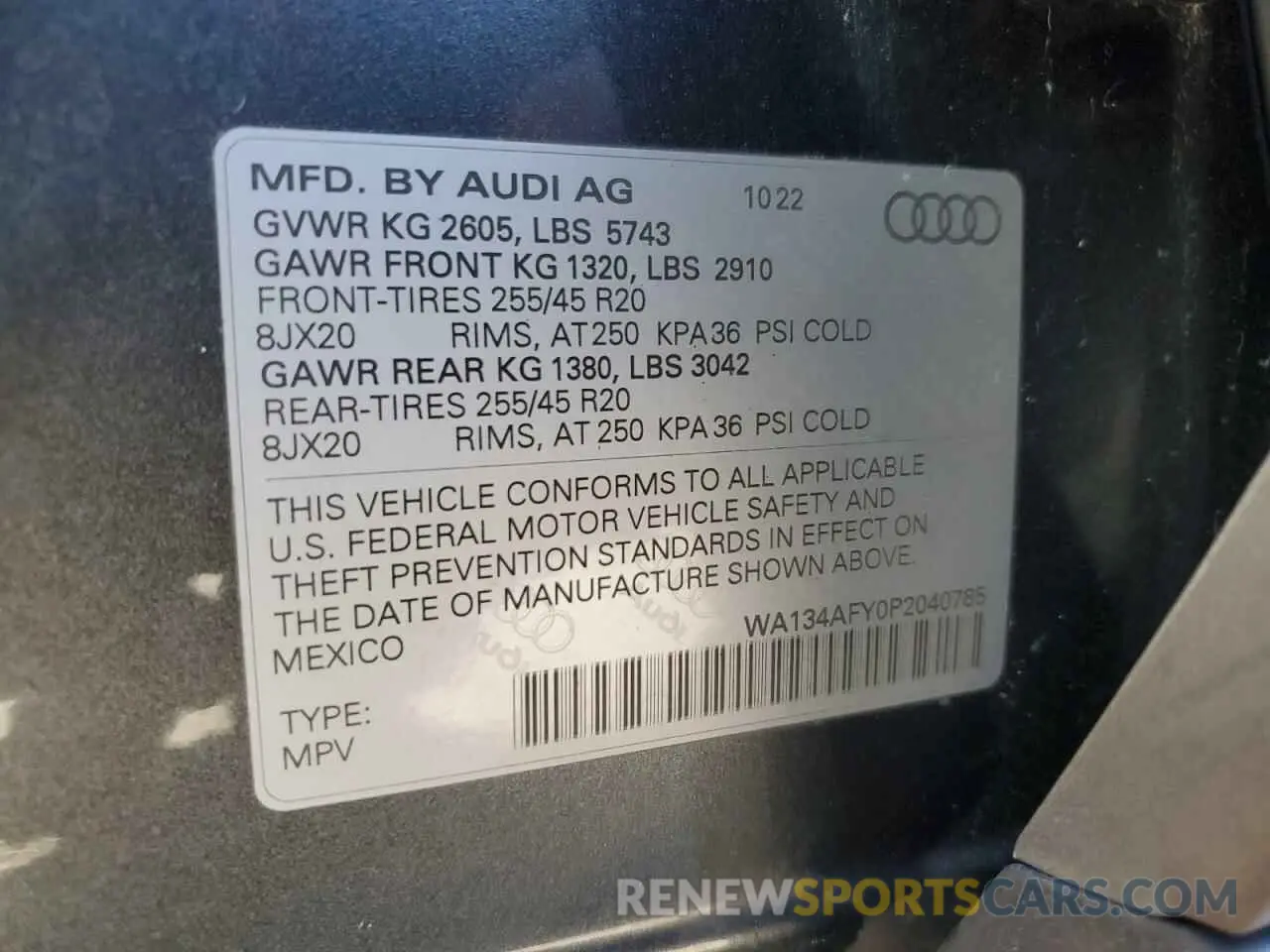 13 Photograph of a damaged car WA134AFY0P2040785 AUDI SQ5 SPORTB 2023