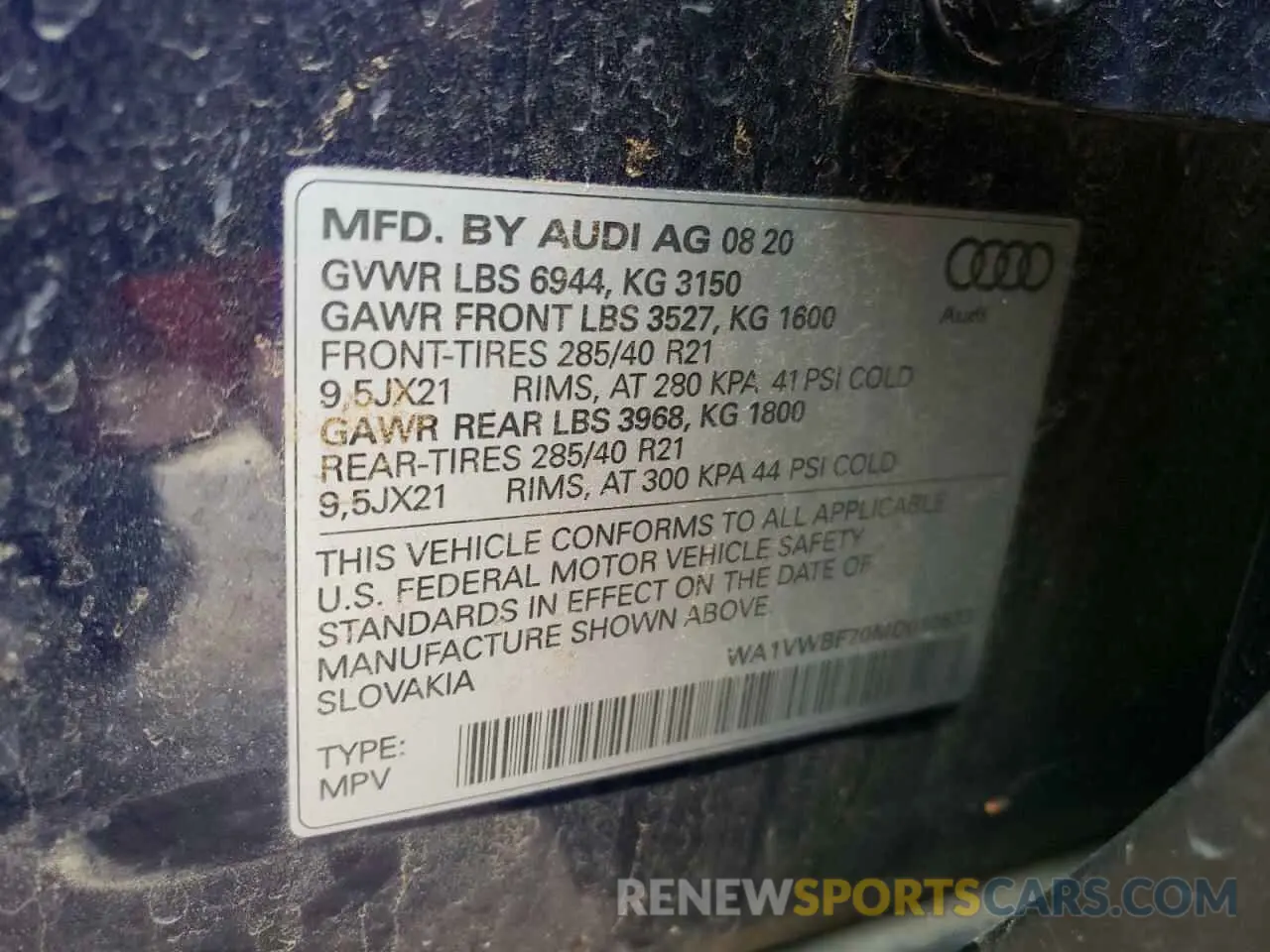 13 Фотография поврежденного автомобиля WA1VWBF70MD010573 AUDI SQ7 2021