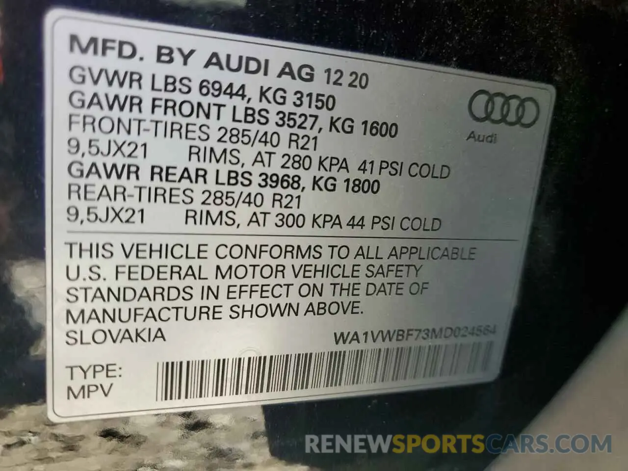 13 Photograph of a damaged car WA1VWBF73MD024564 AUDI SQ7 2021