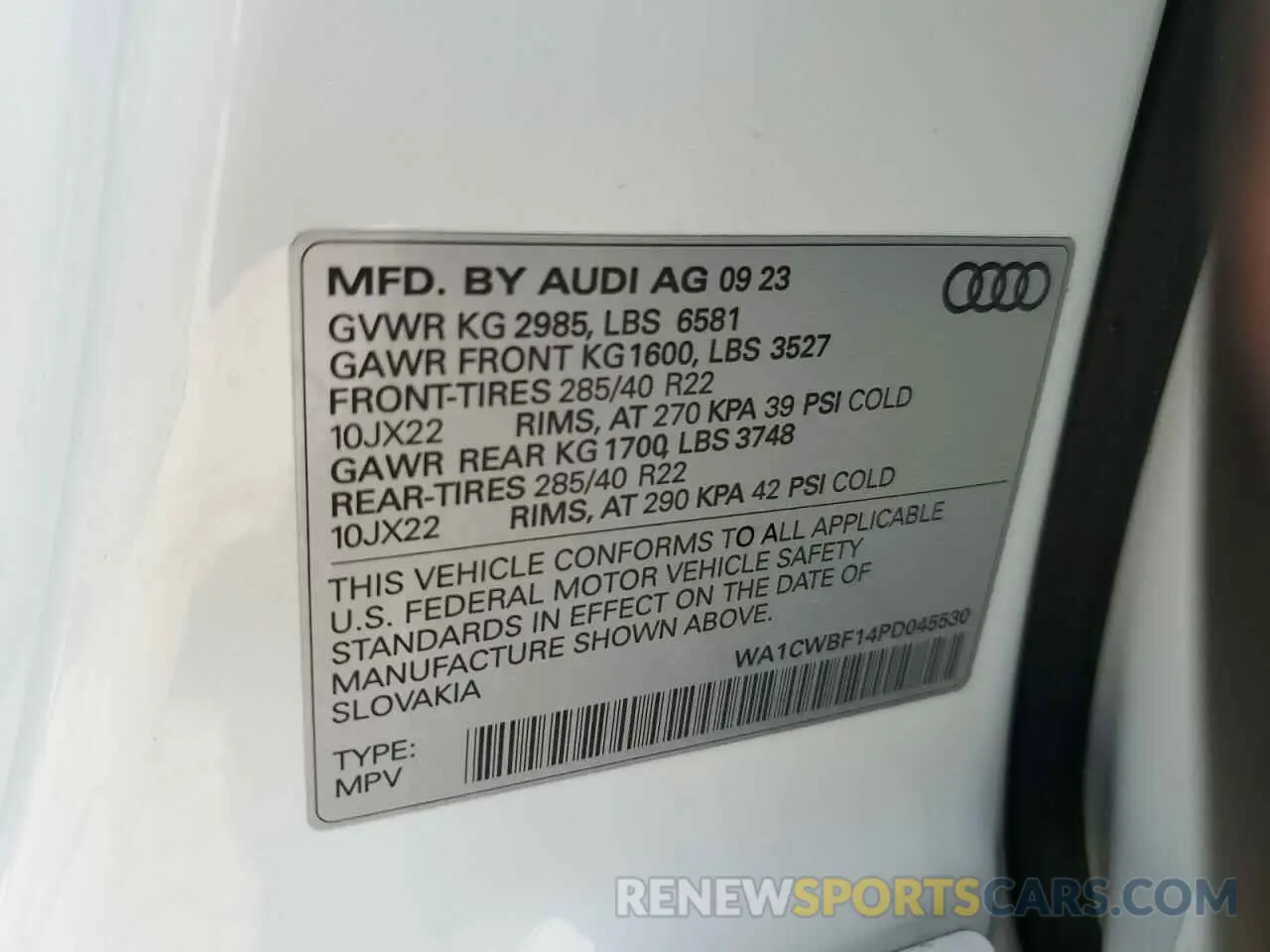14 Фотография поврежденного автомобиля WA1CWBF14PD045530 AUDI SQ8 2023